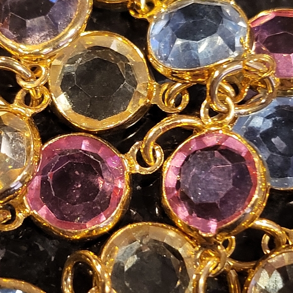 Rafealian Austrian USA Crystal Multicolor 28" Bezel Set Necklace Gold To… - Picture 1 of 10